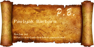 Pavlyak Barbara névjegykártya